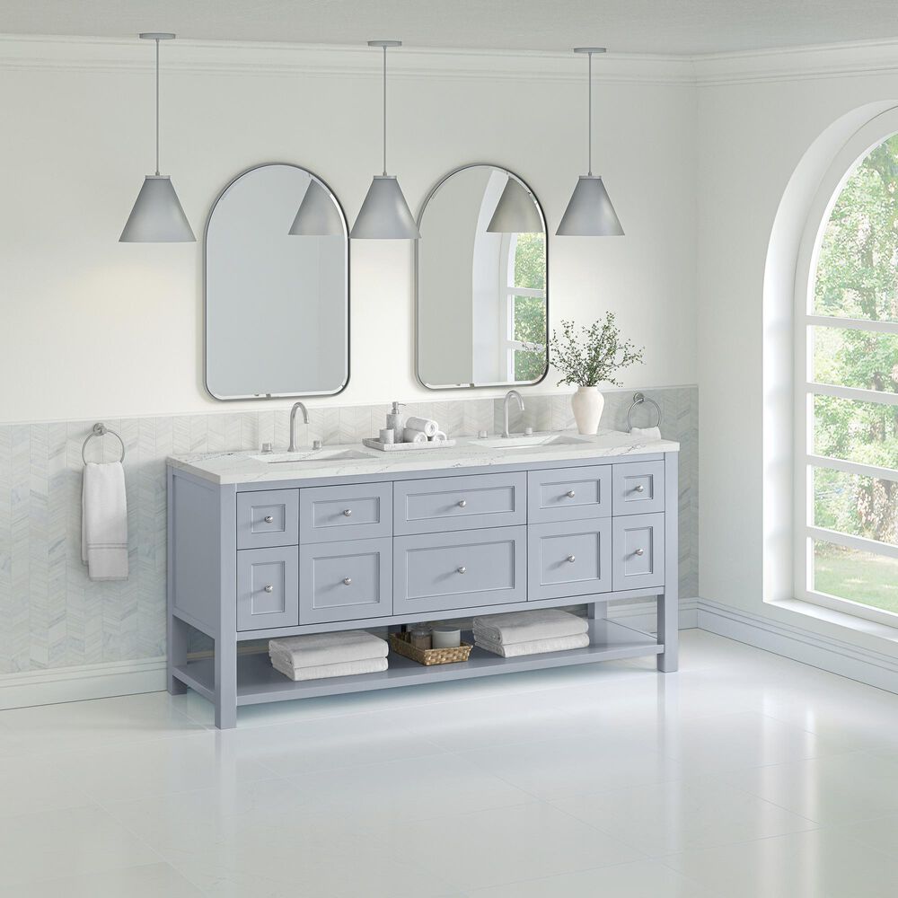 James Martin Vanities Breckenridge 72" Double Bathroom Vanity in Serenity Blue with 3 cm Ethereal Noctis Quartz Top and Rectangular Sinks, , large