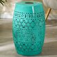 Hearth and Haven Outdoor Side Table with Built-In Solar Battery in Teal, , large