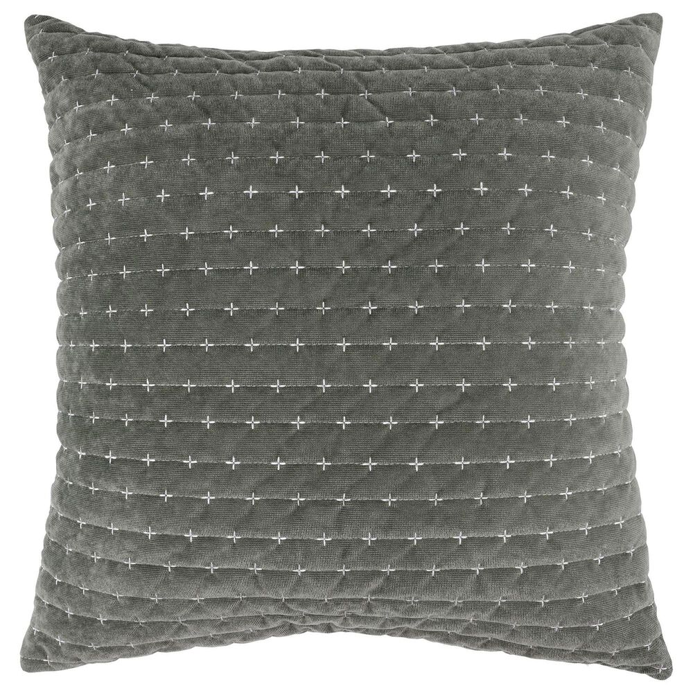 Levtex Velvet Stitch 20" Square Throw Pillow in Green, , large