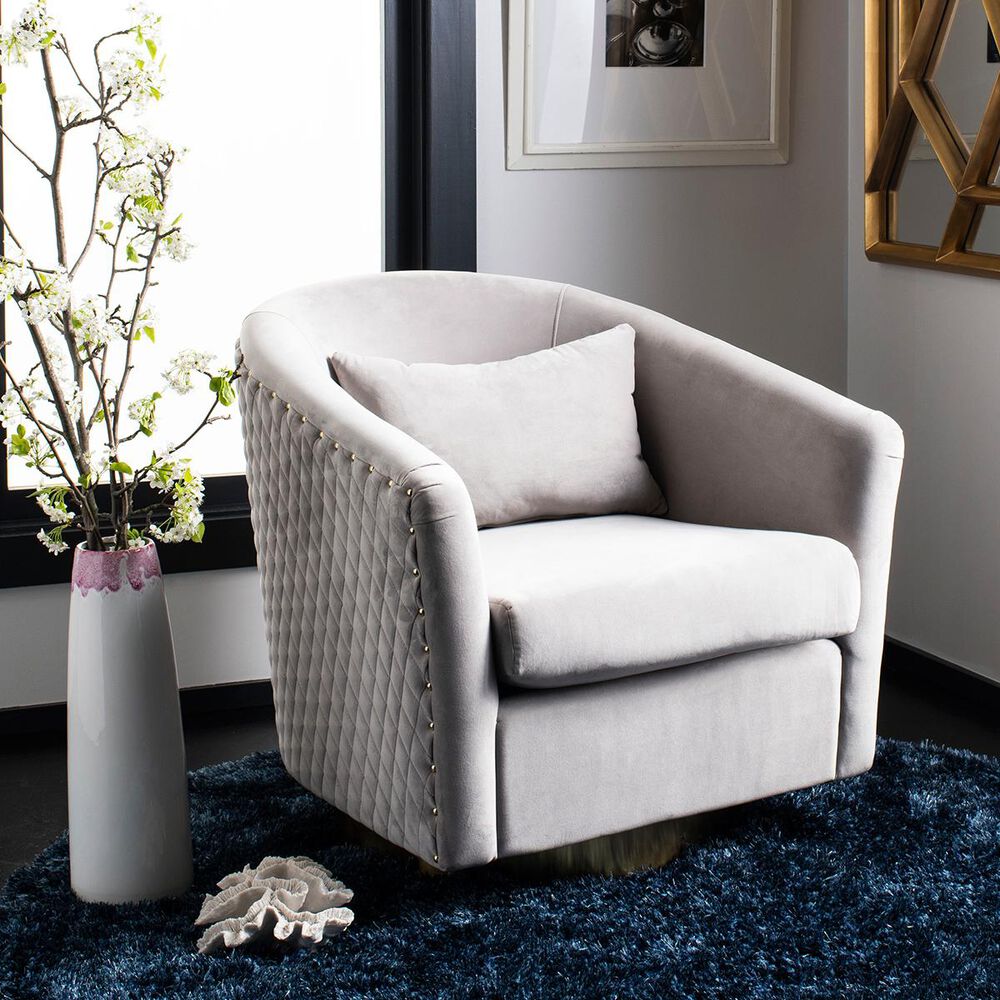 Safavieh Clara Swivel Tub Chair in Pale Taupe, , large