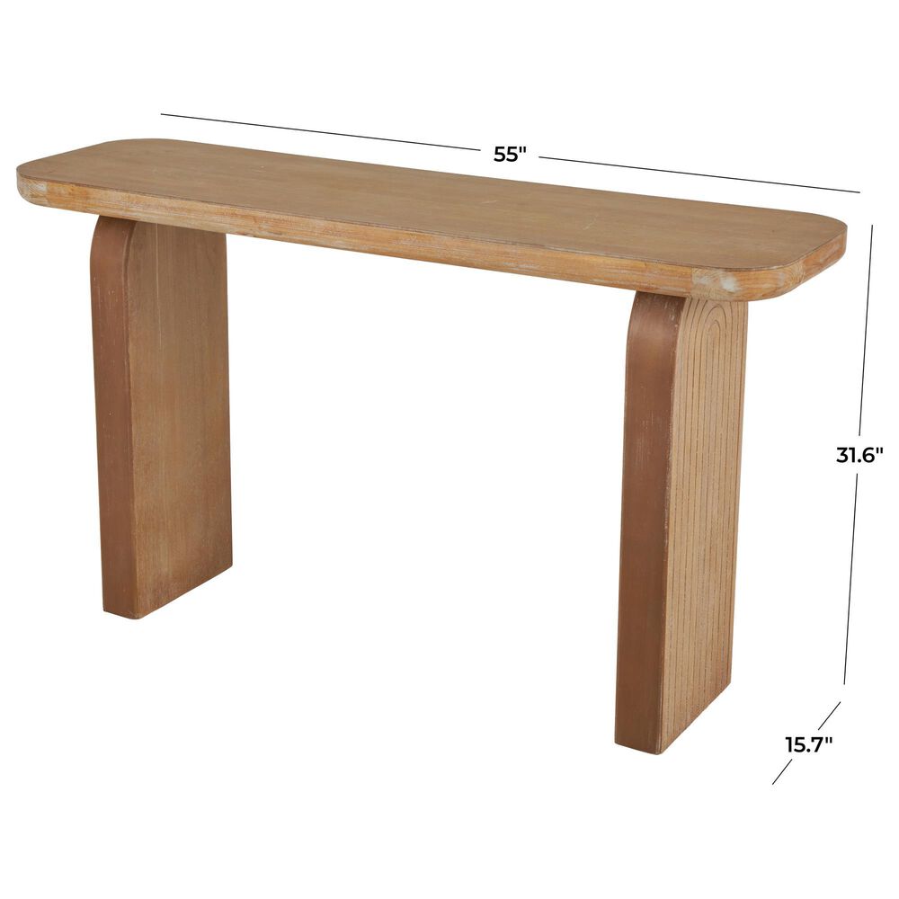 Maple and Jade Rectangle Console Table with Arched Legs in Washed Brown, , large