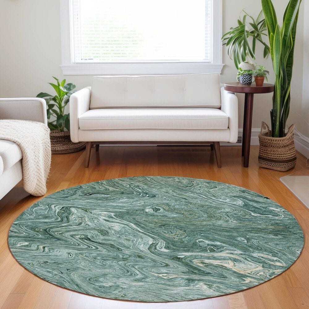 Dalyn Rug Company Ravenna RN8 8&#39; Round Teal Area Rug, , large