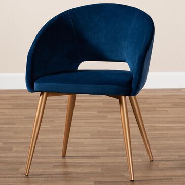 Baxton Studio Vianne Dining Chair in Navy Blue/Gold, , large