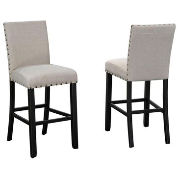 Brassex Avery 29" Bar Stool with Beige Cushion in Black (Set of 2), , large