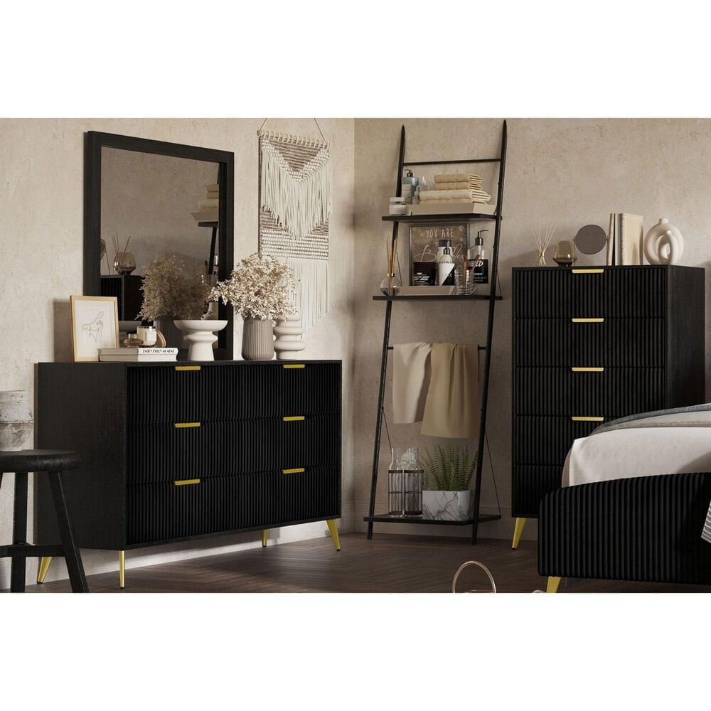New Heritage Design Kailani 3-Piece Queen Bedroom Set in Black and Gold, , large
