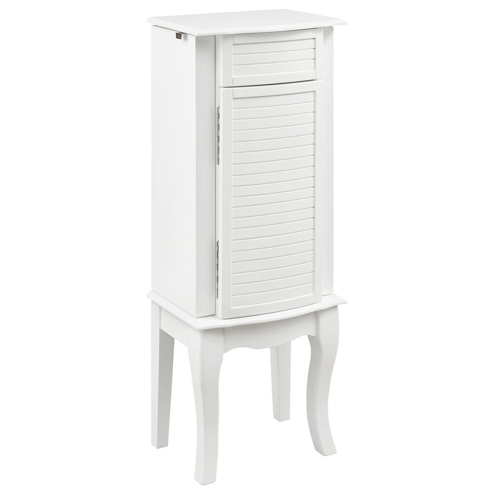 Linden Boulevard White 4 Drawer Jewelry Armoire in White, , large