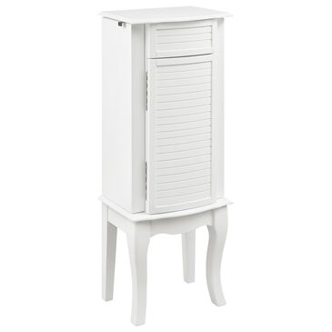 Linden Boulevard White 4 Drawer Jewelry Armoire in White, , large