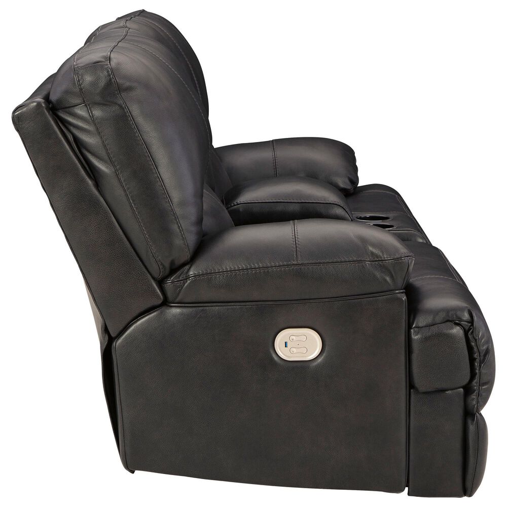 Ashley Mountainous Power Reclining Loveseat with Adjustable Headrest in Eclipse, , large