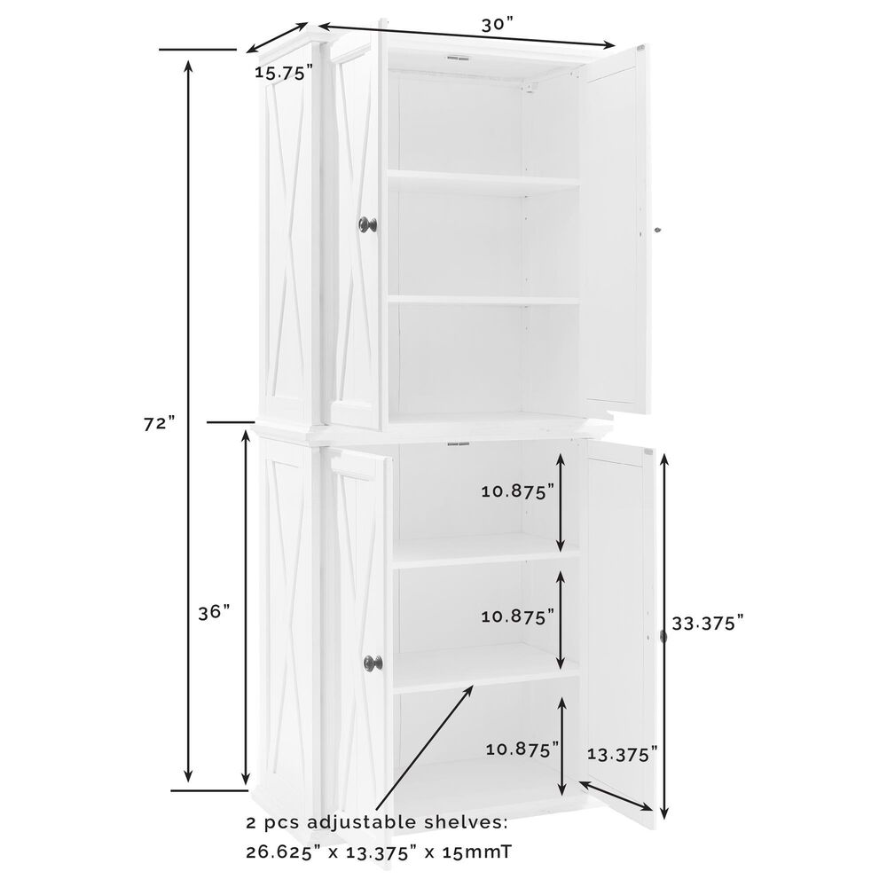 Crosley Furniture Clifton Tall Pantry in Distressed White, , large
