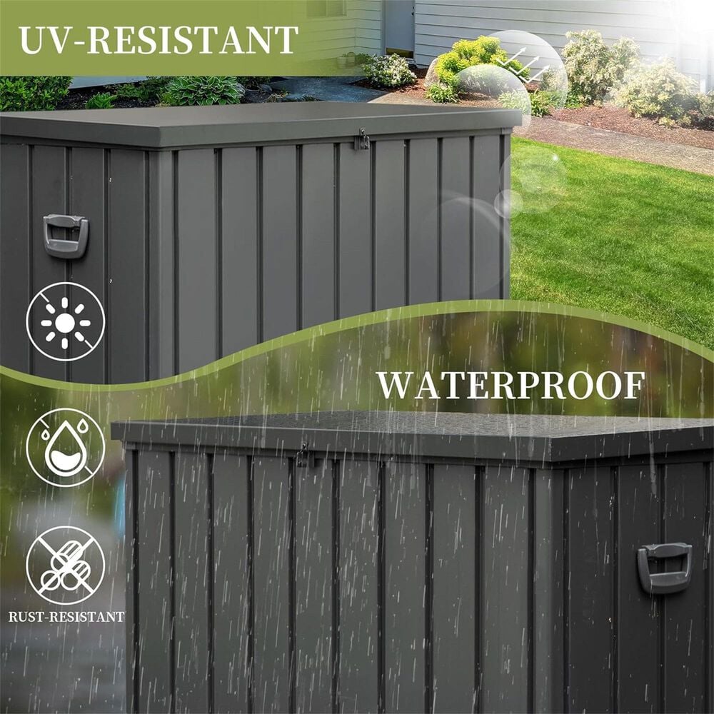 Hearth and Haven 200-Gallon Outdoor Storage Deck Box with Safe Air Rod in Dark Gray, , large