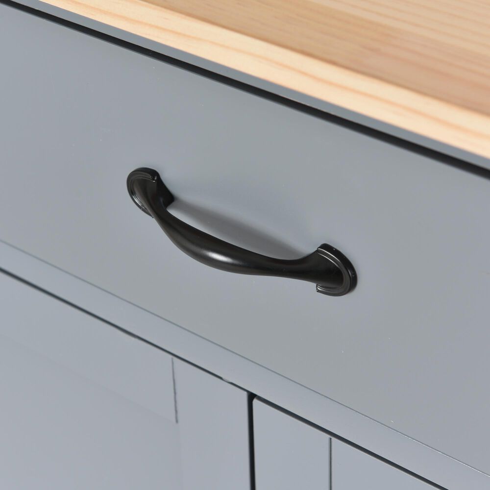 HOMLUX 54" Kitchen Island with Solid Wood Top and Locking Wheels in Grey Blue, , large