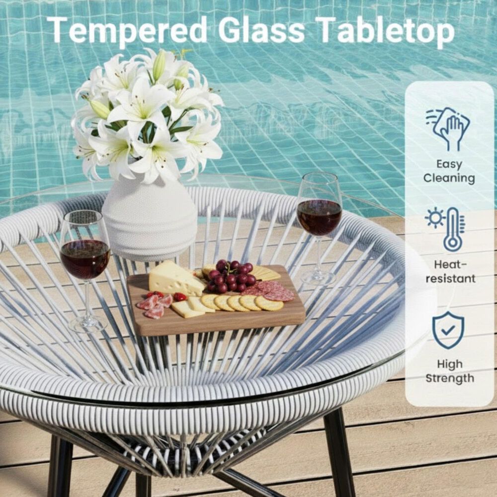 Hearth and Haven Acapulco 3-Piece Outdoor Bistro Set in Gray, , large