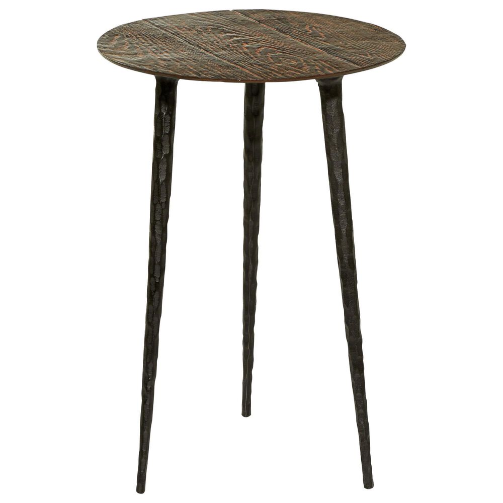 Uma Enterprises Rustic Aluminum Accent Table in Brown, , large