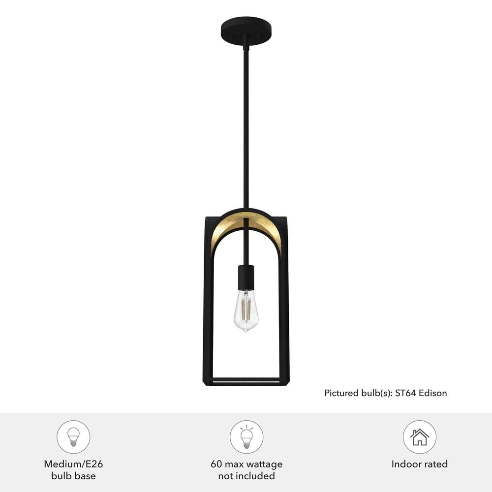 Hunter Dukestown 1-Light Mini Pendant in Natural Iron and Gold Leaf, , large