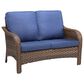 Hearth and Haven Outdoor PE Wicker Loveseat with Deep Seat Cushions in Blue, , large