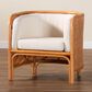 Baxton Studio Bandung Accent Chair with Light Honey Rattan in White, , large