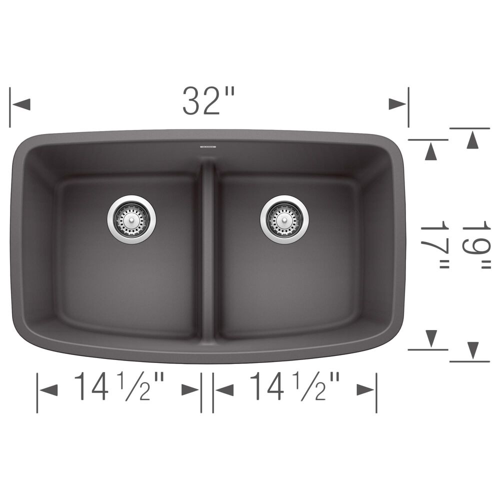 Blanco Valea 50/50 Equal Double Low Divide Sink in Cinder, , large
