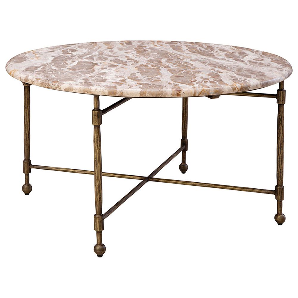 Timeless Designs Colmar Cocktail Table in Antique Brass and White, , large