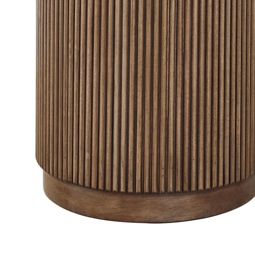 Ashley Hadonna Round End Table in Light Brown, , large