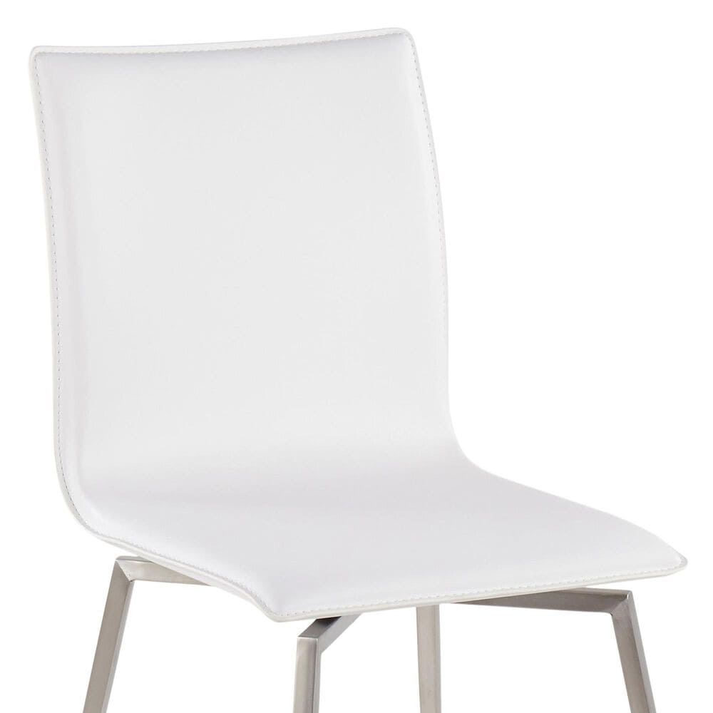 Lumisource Mason Swivel Side Chair with White Upholstered in Brushed Stainless Steel (Set of 2), , large