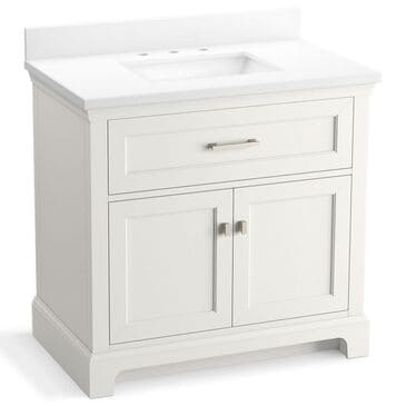 Kohler Charlemont 36" Single Bathroom Vanity in White with 3 cm White Quartz Top and Rectangular Sink, , large