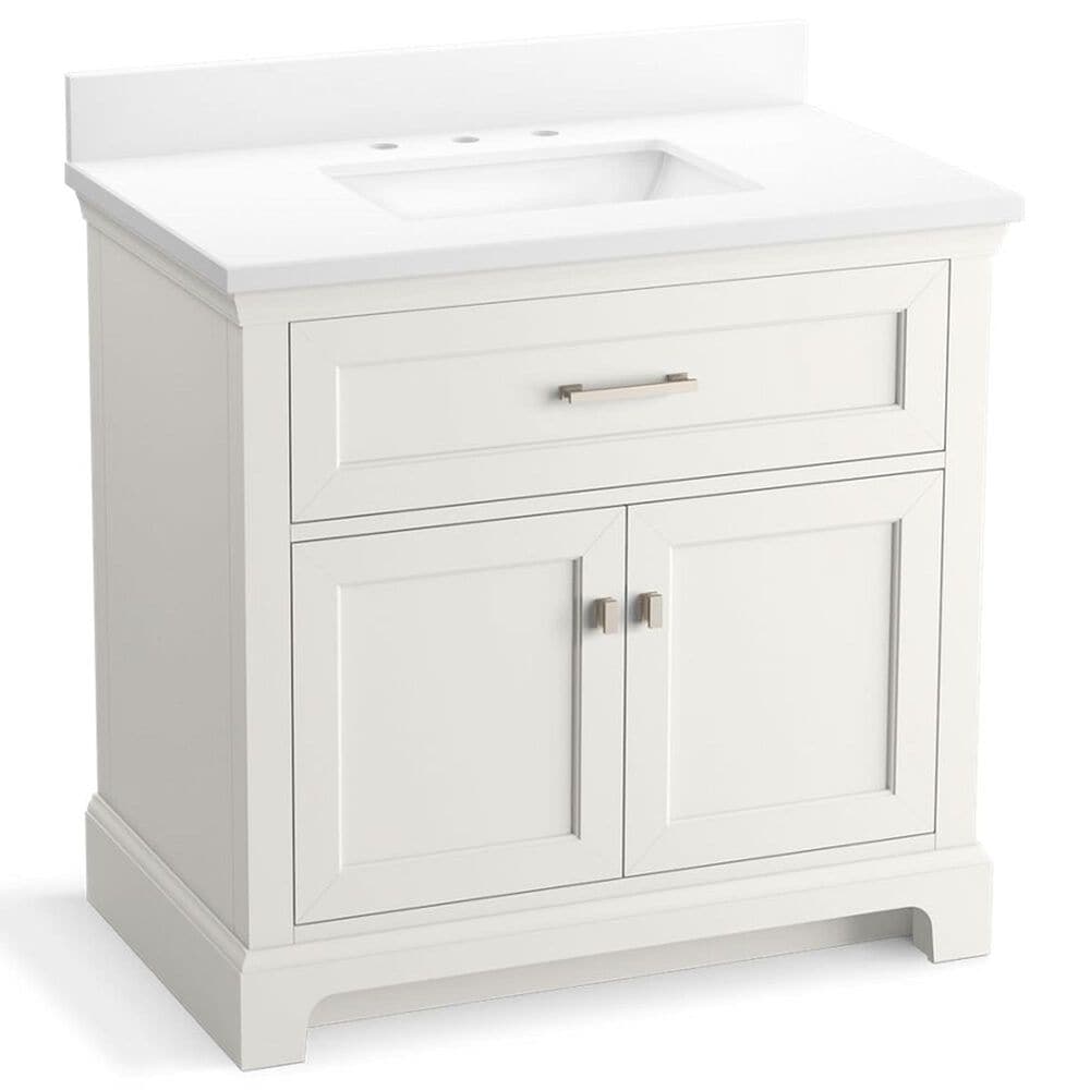 Kohler Charlemont 36" Single Bathroom Vanity in White with 3 cm White Quartz Top and Rectangular Sink, , large
