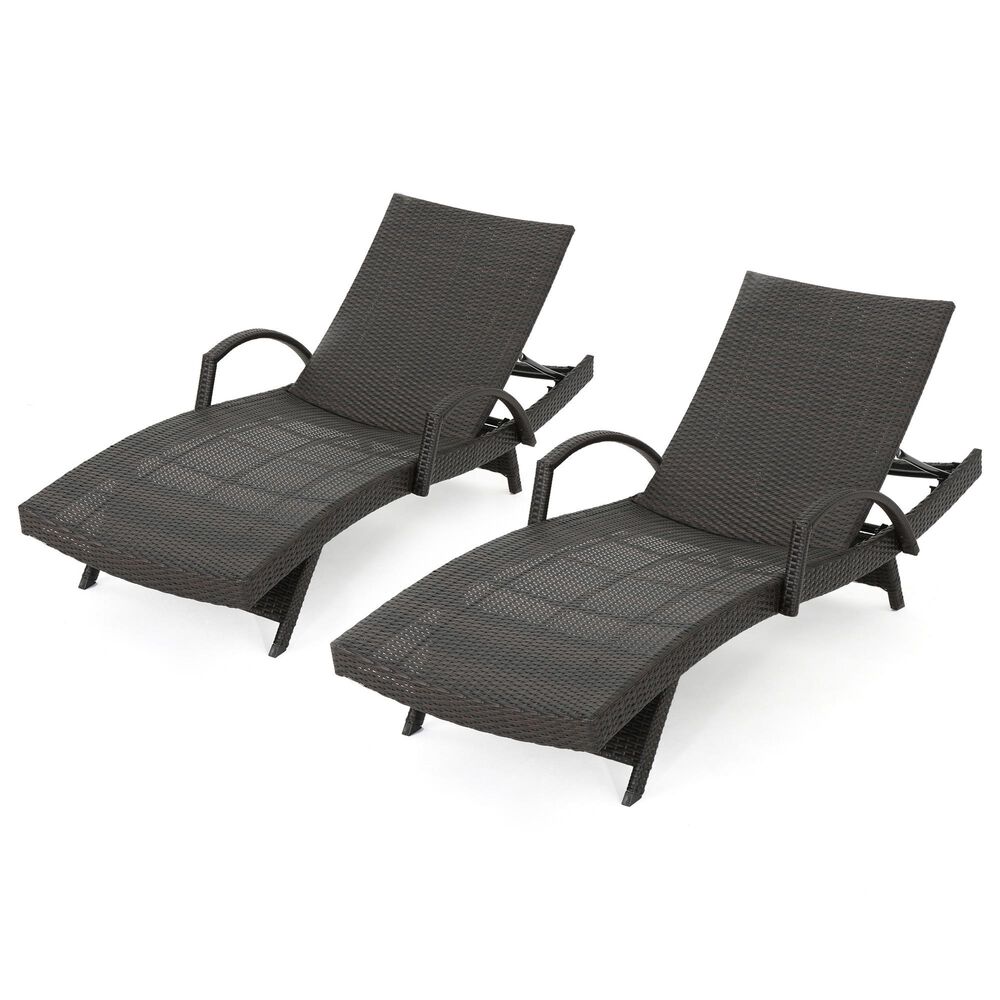 Noble House Salem Patio Chaise Lounge in Multi-Brown (Set of 2), , large