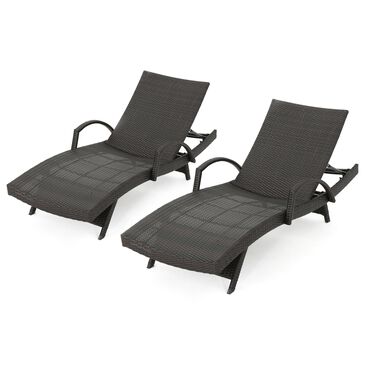 Noble House Salem Patio Chaise Lounge in Multi-Brown (Set of 2), , large