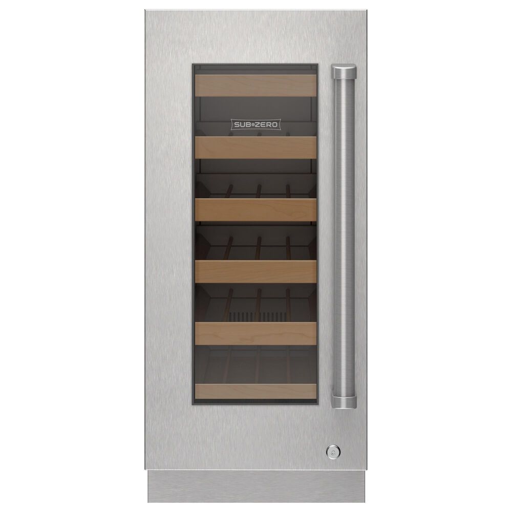 Sub-Zero 15" Left Hinge Glass Door Panel with Pro Handle and Lock in Stainless Steel, , large