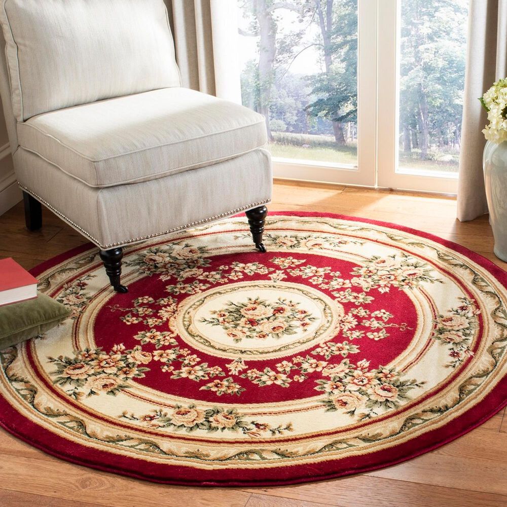 Safavieh Lyndhurst LNH218 8&#39; Round Red and Ivory Area Rug, , large