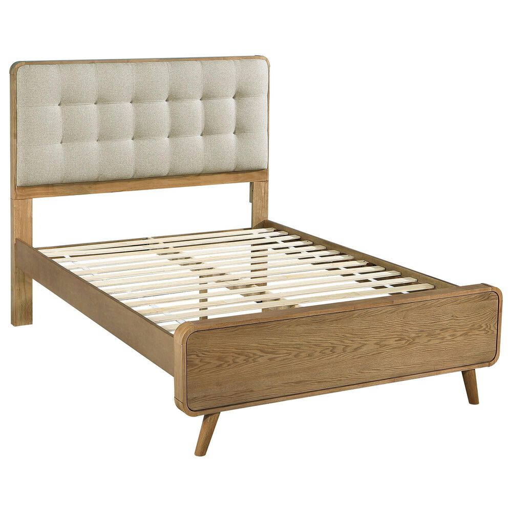 Pacific Landing Robyn Full Upholstered Platform Bed in Cool Biege and Light Ash, , large
