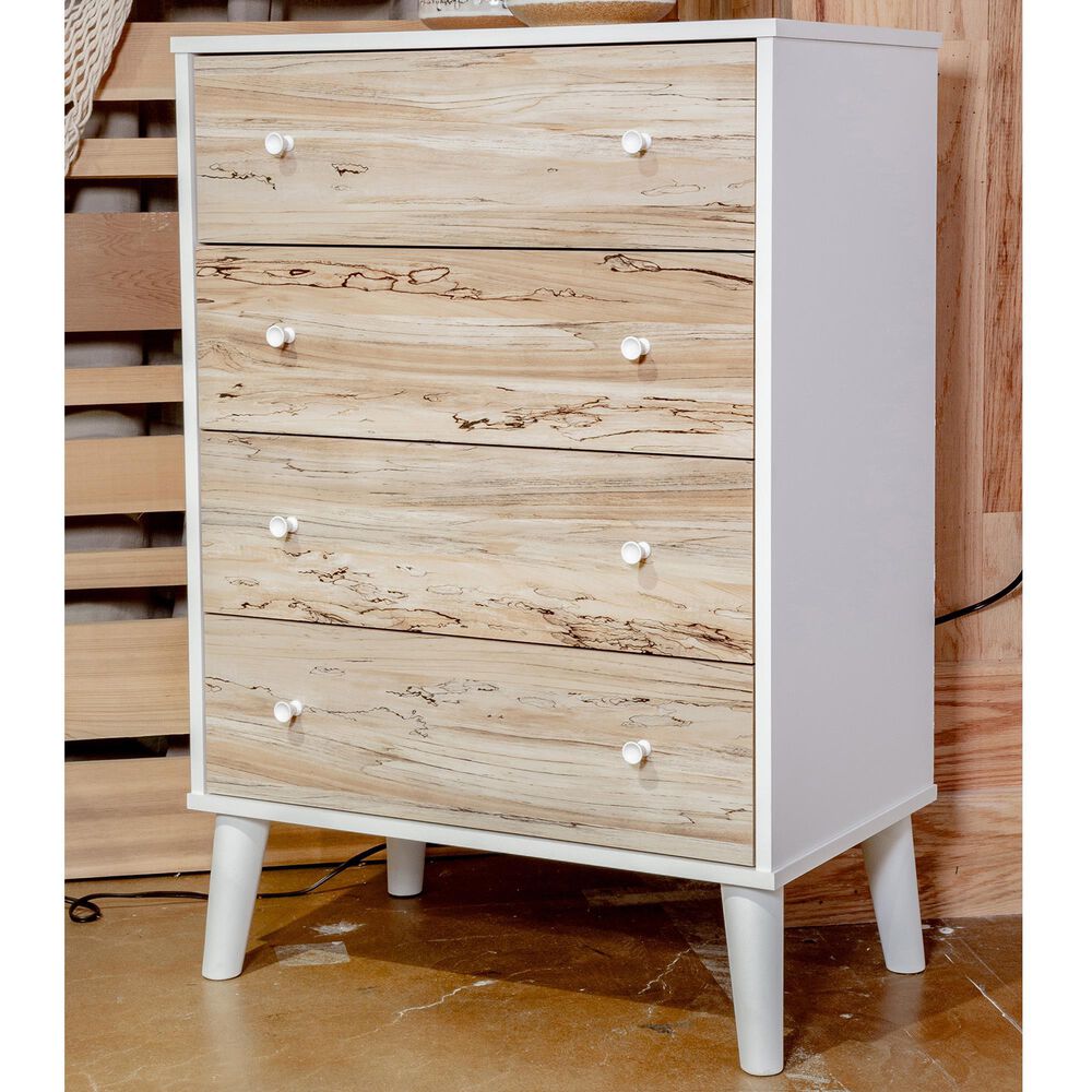 Signature Design by Ashley Piperton 4 Drawer Chest in Matte White and Sugarberry, , large