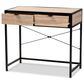 Baxton Studio Grayer 2-Drawer Desk in Natural Brown and Black, , large