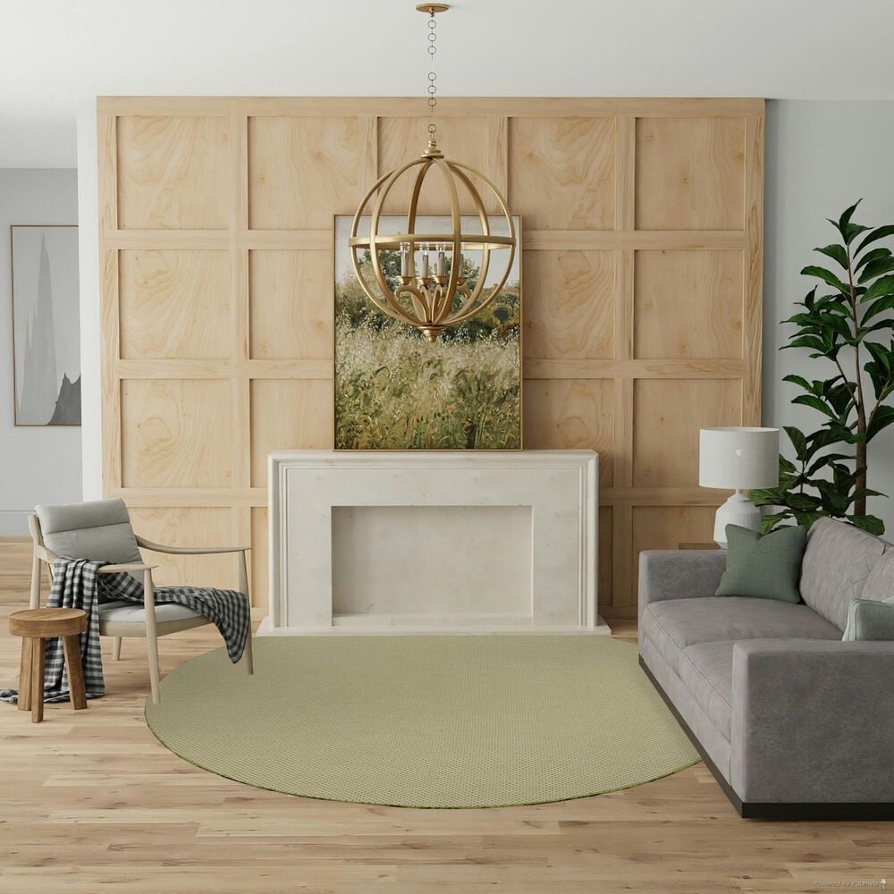 Nourison Courtyard Ivory and Green 8&#39; Round Indoor/Outdoor Area Rug, , large