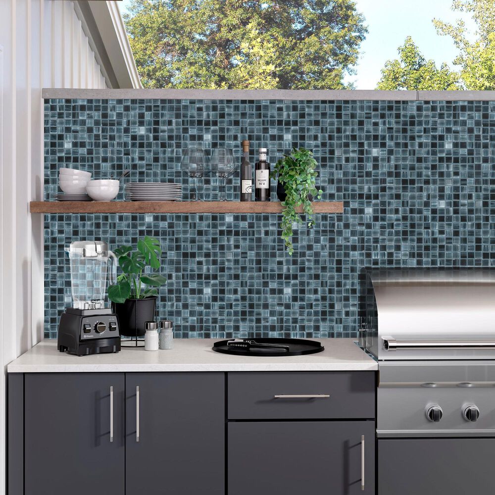 Emser Swirl Lake 1&quot; x 1&quot; Square on 12&quot; x 12&quot; Glass Mosaic Sheet, , large