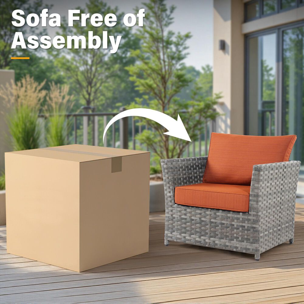 HOMLUX 6-Piece Patio Conversation Set in Orange Red, , large