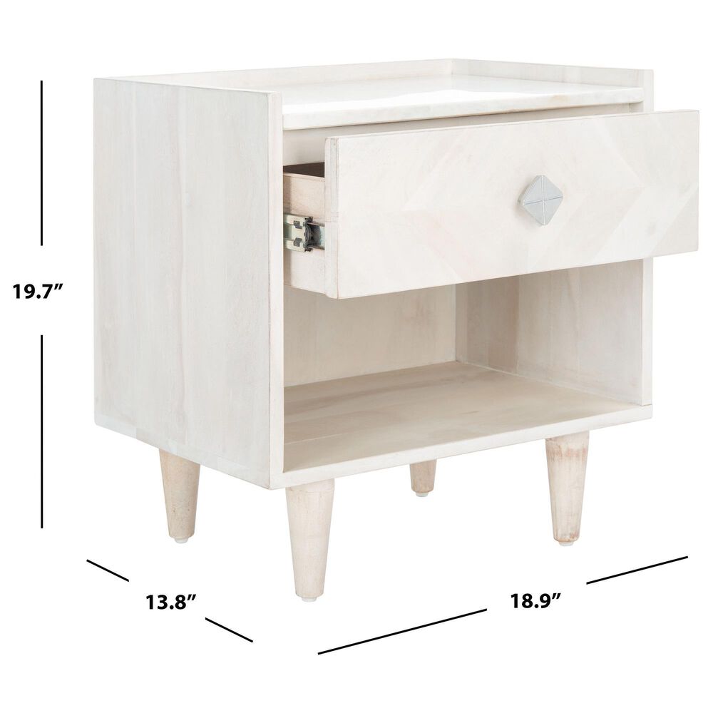 Safavieh Bora Nightstand in White Wash, , large