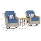 HOMLUX 3-Piece Outdoor Swivel Rocking Chair Set and Side Table in Denim Blue, , large