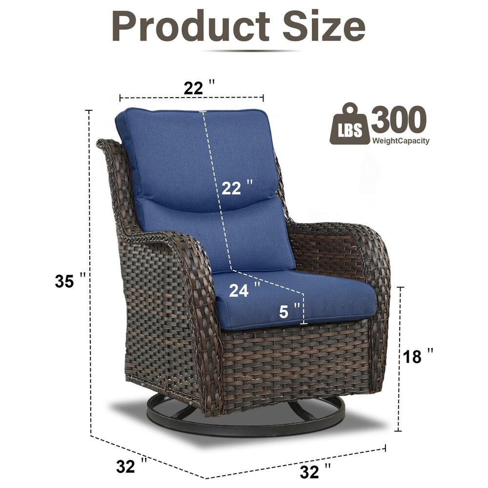 Sunwell Garden Carolina Patio Swivel Glider Chair in Blue (Set of 2), , large