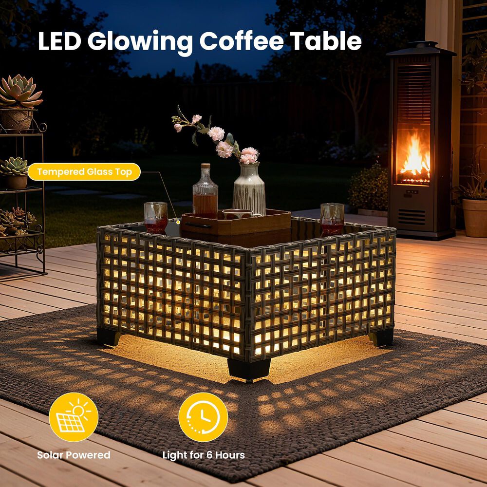 HOMLUX 11-Piece Outdoor Modular Sofa Conversation Set in Black, , large