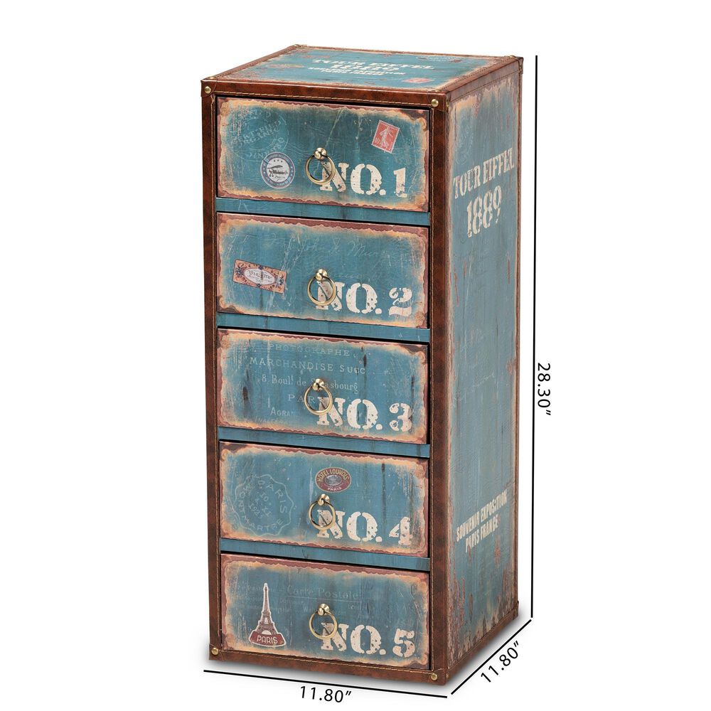 Baxton Studio Alba 5-Drawer Accent Storage Cabinet in Blue, , large