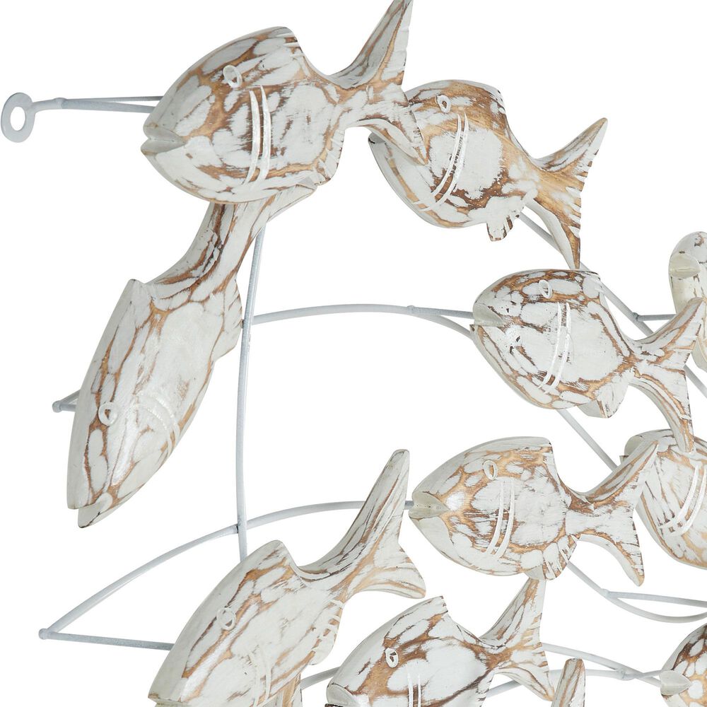 Maple and Jade 17&quot; x 45&quot; Fish Wall Decor in White and Brown, , large