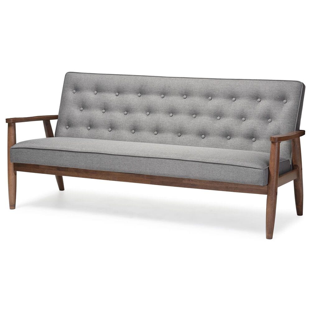 Baxton Studio Sorrento Stationary Sofa in Grey, , large