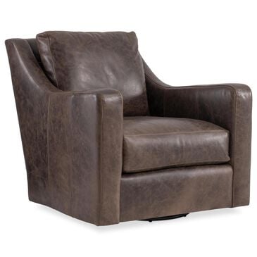 Bernhardt Ventura Leather Swivel Chair in Brown, , large