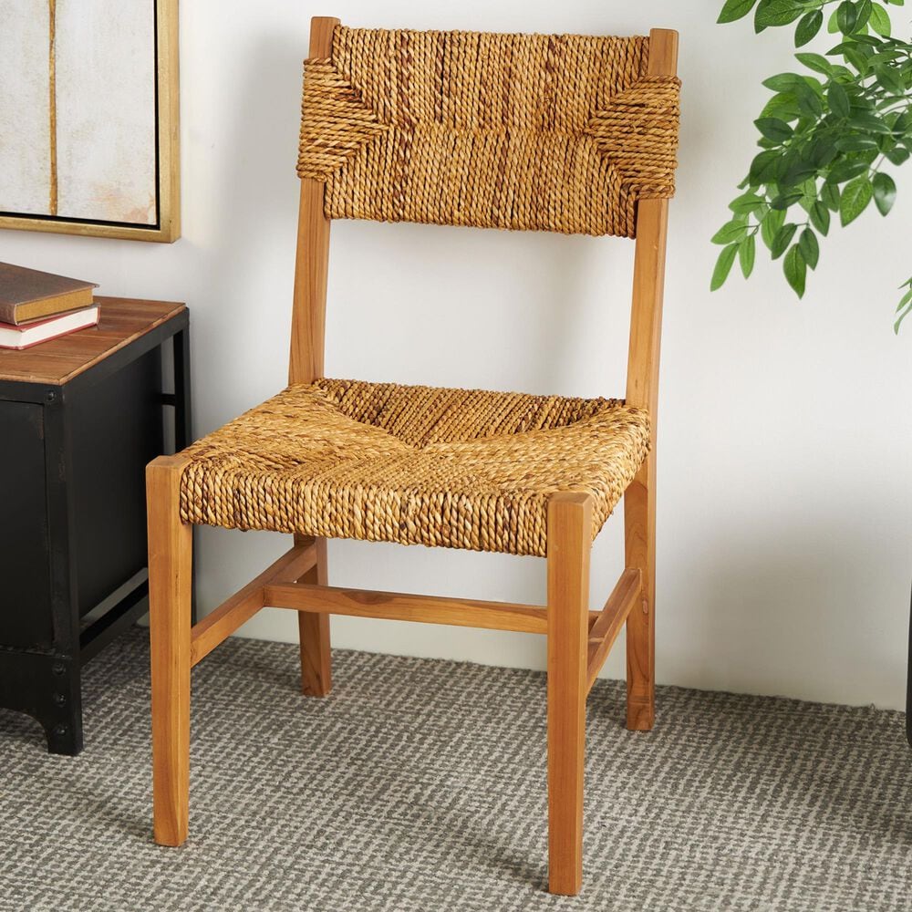 Maple and Jade Accent Chair with Woven Banana Leaf Seat in Light Brown, , large