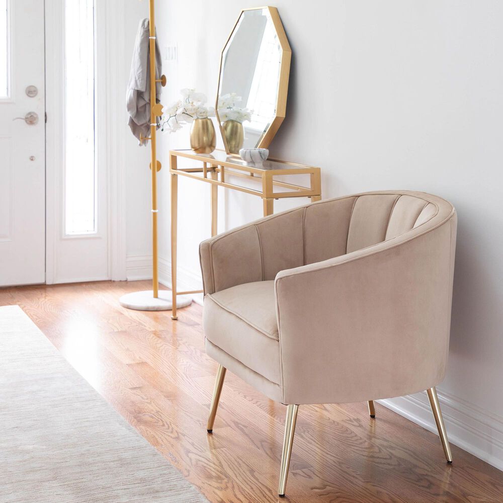 Lumisource Tania Accent Chair in Champagne Velvet and Gold, , large