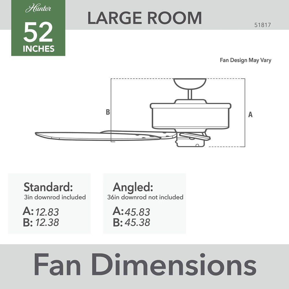 Hunter Gilrock 52&quot; Ceiling Fan in Matte Black, , large