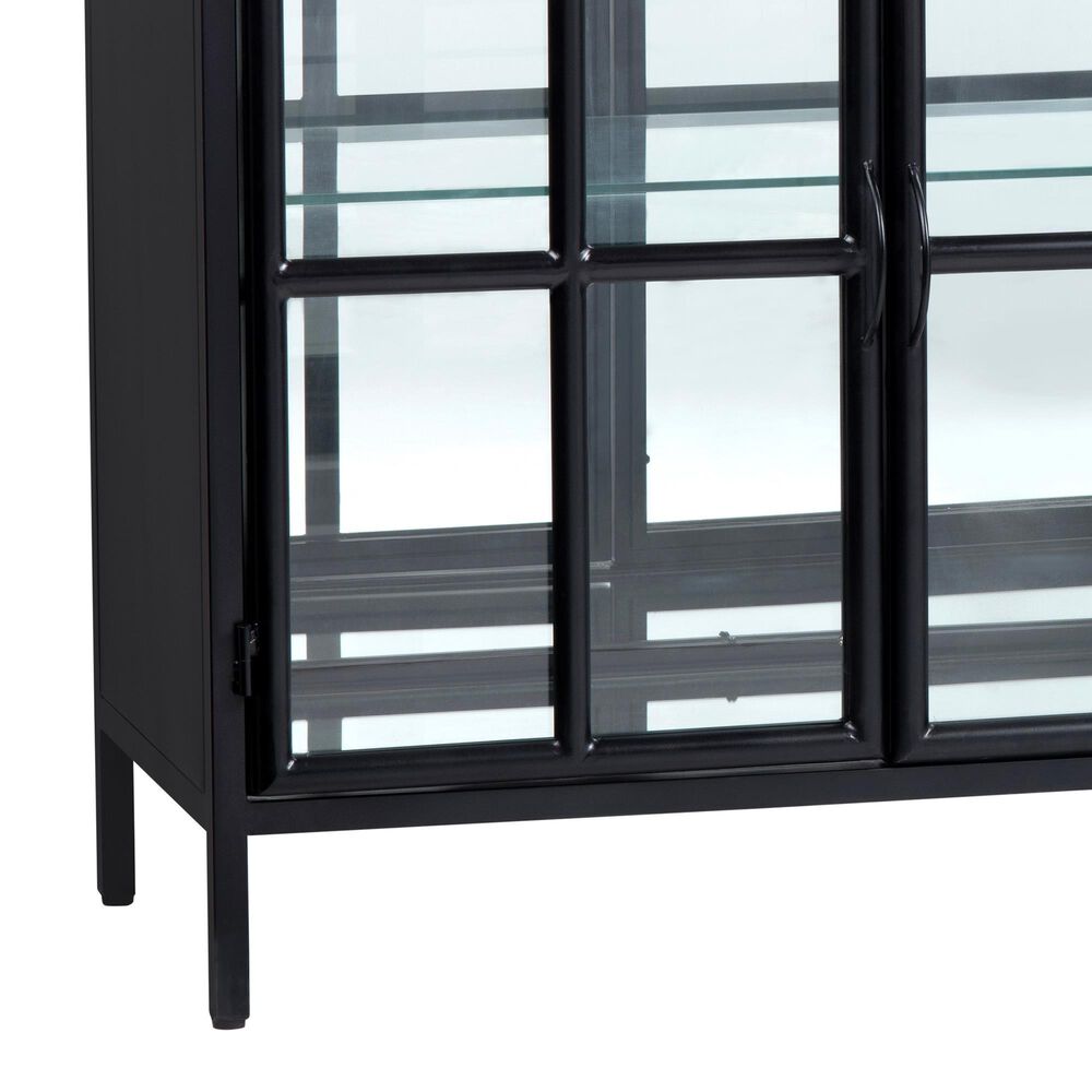 Crestview Collection Hopkins 4-Door Sideboard in Black and Clear, , large