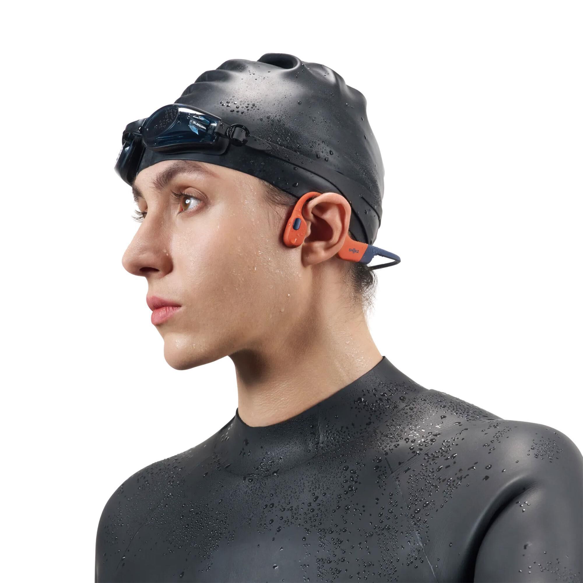 Shokz OpenSwim Pro Bone Conduction Open-Ear Swimming Headphones in Red | NFM