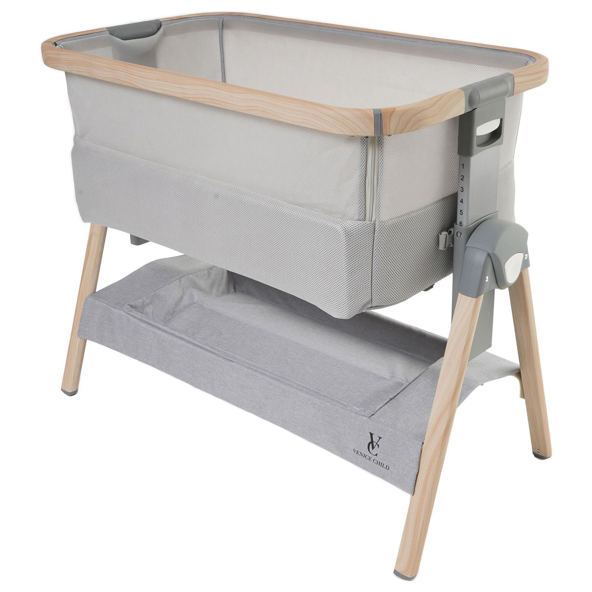 Venice Child California Dreaming Bedside Bassinet in Gray Wood NFM